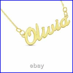 Solid 9ct Yellow Gold Personalised Name Plate Necklace & Chain Choose Any Name