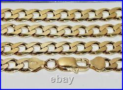 Solid 9ct Yellow Gold on Silver CURB Chain 9MM 18 20 22 24 26 30 inch NEW