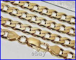Solid 9ct Yellow Gold on Silver CURB Chain 9MM 18 20 22 24 26 30 inch NEW