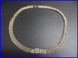 Solid 9ct gold chunky Fancy Filagree link chain 24g strong links & clasp 17