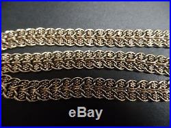 Solid 9ct gold chunky Fancy Filagree link chain 24g strong links & clasp 17