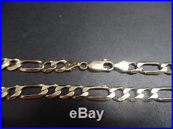 Solid 9ct gold chunky Figaro link chain 29.3g strong links & clasp 21 inches