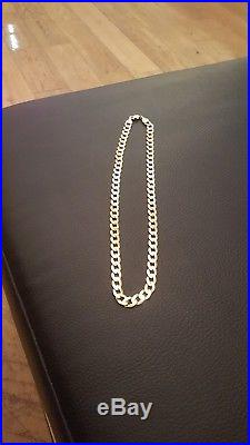 Solid 9ct gold mens / ladies flat curb chain necklace heavy 31.2g hallmarked 375