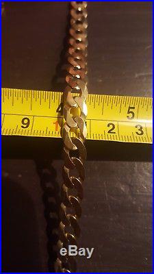 Solid 9ct gold mens / ladies flat curb chain necklace heavy 31.2g hallmarked 375