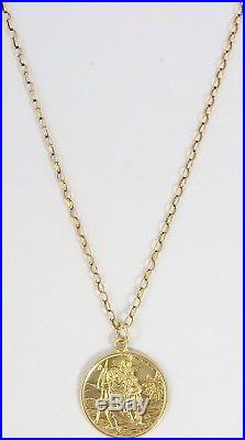 Solid 9ct gold religious St Cristopher medal pendant and 18.5 inch 9ct chain