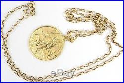 Solid 9ct gold religious St Cristopher medal pendant and 18.5 inch 9ct chain
