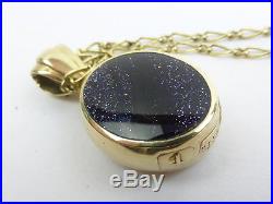 Solid 9ct large hallmark agate pendant & 9ct gold necklace chain