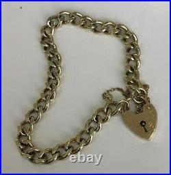 Solid 9k Yellow Gold Padlock hallmarked Bracelet 17.17g