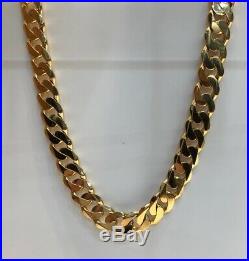 Solid Curb Chain Heavy 9ct Yellow Geniune Gold 13mm Wide Men's 116gr 22