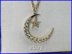 Solid Genuine 9K Gold Moon&Star Pendant Necklace Necklet Chain 18