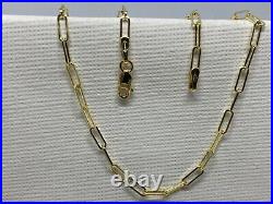 Solid Genuine 9K Yellow Gold 2mm Paper Clip Long Belcher Chain Necklace New