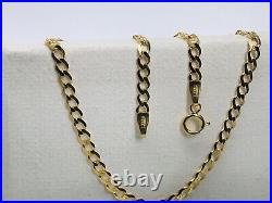 Solid Genuine 9ct Yellow Gold 3mm Flat Curb Chain Necklace 375 Hallmarked New