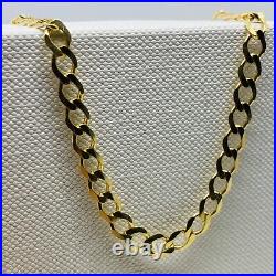 Solid Genuine 9ct Yellow Gold 4.5mm Mens Curb Chain Necklace 375 Hallmarked New