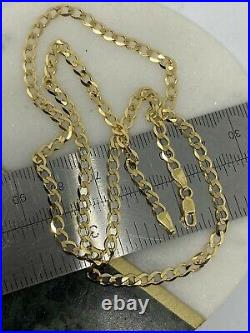 Solid Genuine 9ct Yellow Gold 4mm Flat Curb Chain Necklace 375 Hallmarked NEW