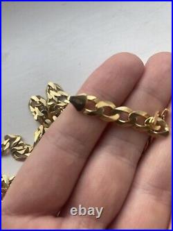 Solid Genuine 9ct Yellow Gold 7mm Mens Flat Curb Chain Necklace 375 Hallmarked
