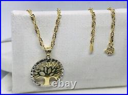 Solid Genuine 9ct Yellow Gold Tree of Life Pendant&Necklace Necklet 18 Chain