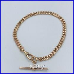 Solid Heavy Victorian 9ct Gold Single Albert Watch Chain & T Bar/ Bracelet #453