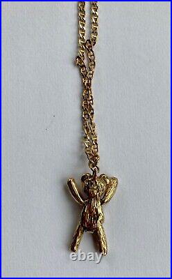 Solid gold teddy bear pendant 9ct articulated with 20 9ct gold Anchor chain