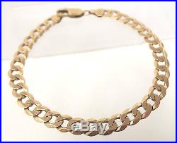 Striking. 375 9CT GOLD 8.5 Flat Curb Link Chain Bracelet, 13.24g V12 B38