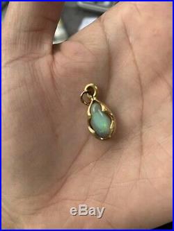 Stunning 18ct Gold Solid Black Opal Pendant With 9ct Gold Chain