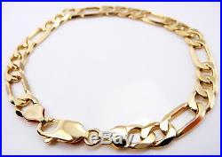 Stunning (8.5) 9ct Gold Solid Figaro Curb Link Bracelet (16.72g) 9k 375