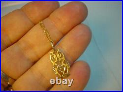 Stunning 9ct Gold 18 Curb Necklace & Superb Ornate Gold Owl Pendent Vintage