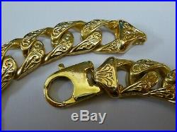 Stunning 9ct Gold 9 Patterned Curb Bracelet