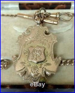 Stunning 9ct Rose Gold Double Albert Watch Chain Victorian C1900. 15 Long