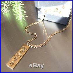 Stunning 9ct SOLID GOLD INGOT Vintage Pendant and CURB CHAIN 20 1/4ins 28.4g