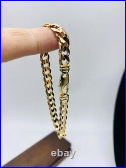 Stunning 9ct Solid Gold Curb Chain Bracelet. Strong Clasp. Hallmark. Great Cond