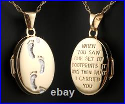 Stunning 9ct Yellow Gold Double Sided Two Tone Footprints In The Sand Locket 19