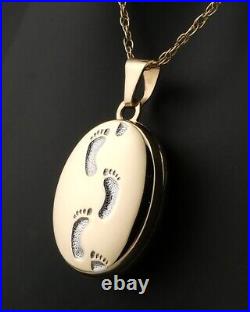 Stunning 9ct Yellow Gold Double Sided Two Tone Footprints In The Sand Locket 19