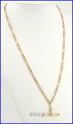 Stunning 9ct Yellow Gold Excellent T-Bar Figaro Necklace Chain 18