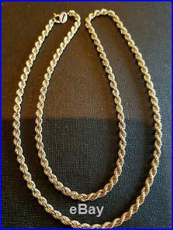 Stunning 9ct yellow gold solid Rope necklace chain. Full 9ct gold hallmark