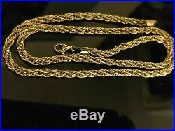 Stunning 9ct yellow gold solid diamond cut rope chain. Full 9ct gold hallmarks