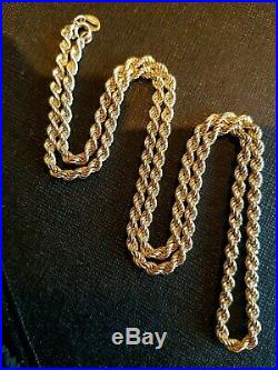 Stunning 9ct yellow gold solid rope necklace chain. Full 9ct gold hallmarks