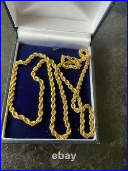 Stunning Birmingham hm Solid 9ct Gold Rope Twist Necklace Chain 20 Inches