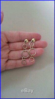 Stunning Fully UK Hallmarked 9ct Gold Modernist Round Chain Link Drop Earrings