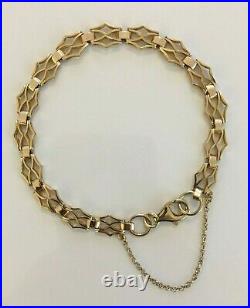 Stunning Ladies Vintage Solid 9ct Yellow Gold Fancy Link Bracelet Chain 7 3/4