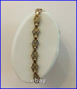 Stunning Ladies Vintage Solid 9ct Yellow Gold Fancy Link Bracelet Chain 7 3/4