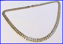 Stunning Quality Gents Hallmarked Heavy Vintage 9Ct Gold Flat Curb Chain 32.3G