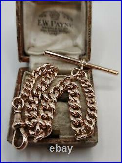 Stunning Victorian 9ct Rose Gold Albert Link Graduated Fob Chain Bracelet Heavy