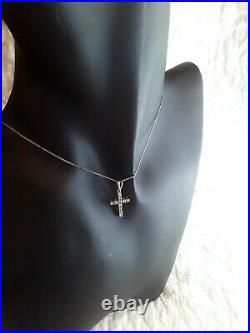 Stunning White 9ct Gold Diamond Set Cross Pendant On Multi Legnth Chain Necklace