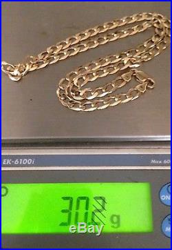Stunning solid 9ct Gold Curb Chain Length 23.5inch 30.2g Uk Hallmark RRP £1350