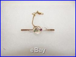 Suffragette Art Nouveau 9ct Gold Brooch C1900's, Safety Chain & Fitted Box