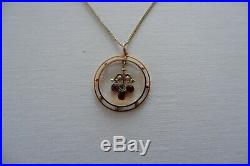 Suffragette Edwardian 9ct Gold Pendant & Gold Tone Chain C1905's Period Box