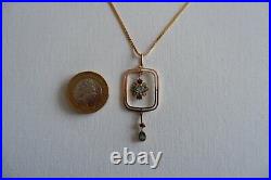 Suffragette Edwardian 9ct Gold Pendant Necklace, Gold Tone Chain C1905's