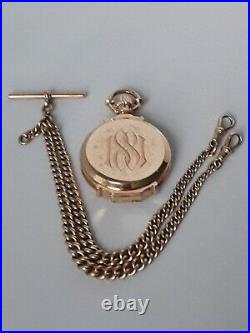 Superb 1881 Agassiz 18 ct Rose Gold pocket watch & 9ct Rose Gold Albert chain