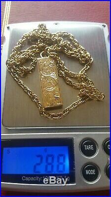 Superb 24Inch 9ct Gold Chain And Gold Bar Ready to wear- Not Scrap 28.8 Grams