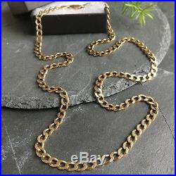 Superb 9ct Solid Yellow Gold Vintage CURB LINK Chain Necklace 24.58 g 24 Long